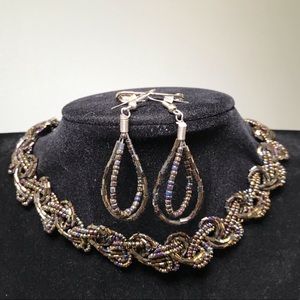 Beaded Choker and Earring Set
